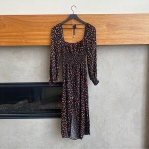 AFRM Floral Print Long Sleeve midi Dress, Size M